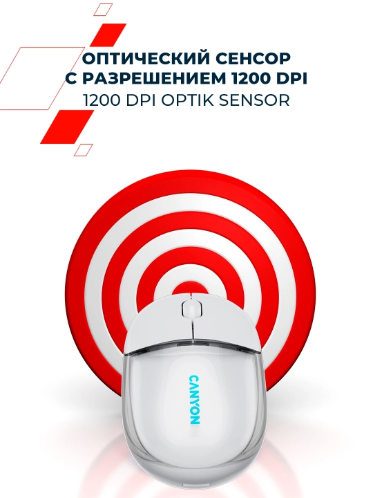 Simsiz sichqoncha Canyon OnClick 24, Bluetooth 2.4G, Type-C, qayta quvvatlanuvchi