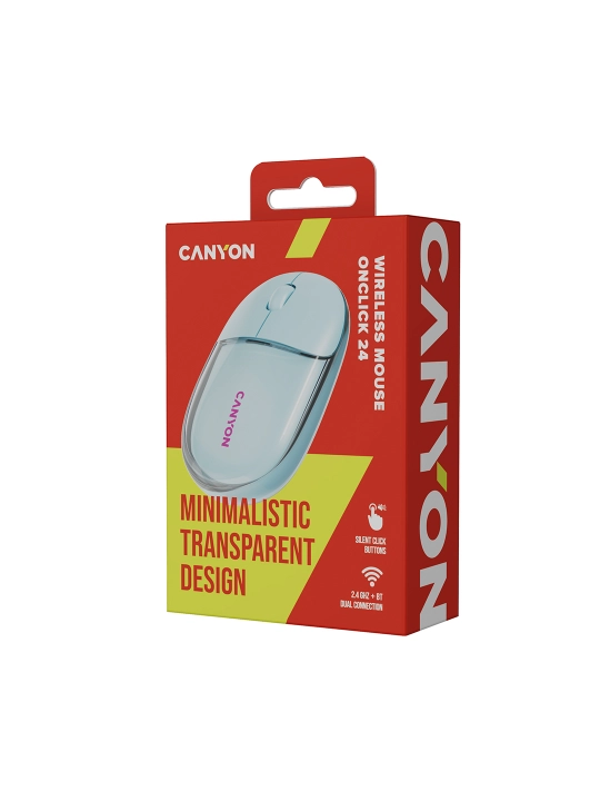 Simsiz sichqoncha Canyon OnClick 24, Bluetooth 2.4G, Type-C, qayta quvvatlanuvchi