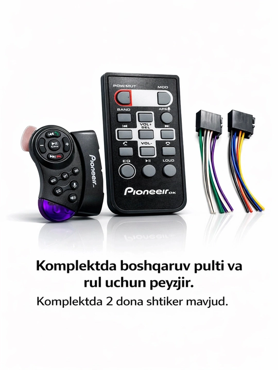 Автомагнитола Pioneer 2 пульта, CarPlay, Bluetooth, AUX, MP3, USB, FM-радио, Магнитофон