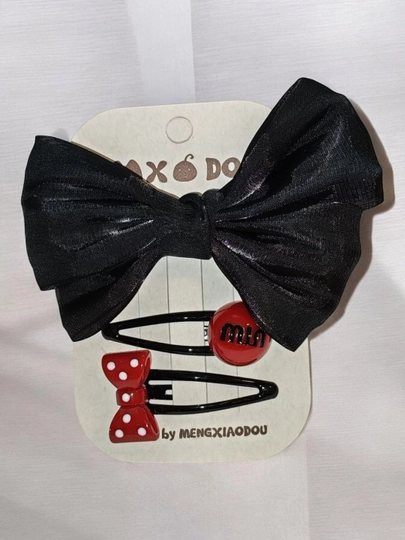 Набор детских заколок для волос: Модели с бантиками и цветами, "Cute Design" — MQBQ-BANTIKNABOR-ЧЕРНСТЕ