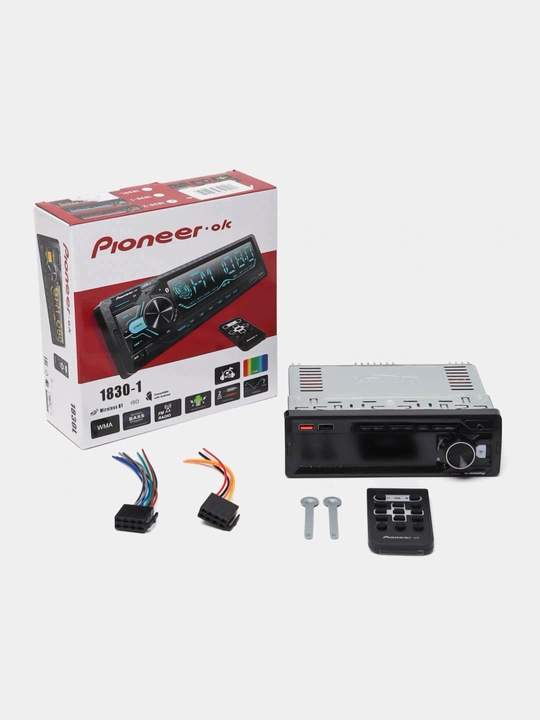 Автомагнитола Pioneer 2 пульта, CarPlay, Bluetooth, AUX, MP3, USB, FM-радио, Магнитофон
