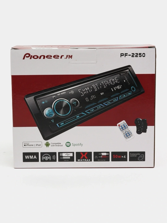 Автомагнитола Pioneer 2 пульта, CarPlay, Bluetooth, AUX, MP3, USB, FM-радио, Магнитофон