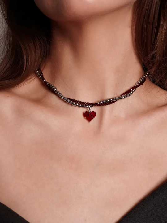 Elegant 4 tasi 1 da choker, ayollar nozik yurak zanjir taqinchoqlari, ayollar marjonlari