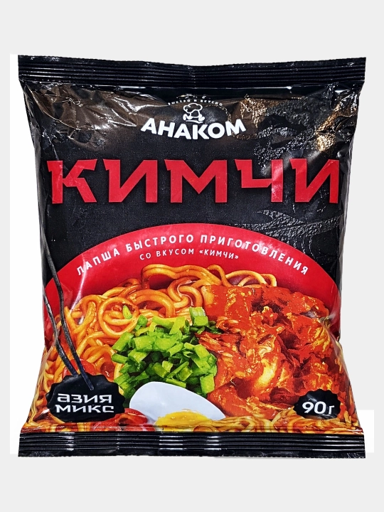 Anakom tez tayyorlanadigan lapsha, 90 g, paket — Asia “Kimchi” ta’mi (oliy nav / halol) - 