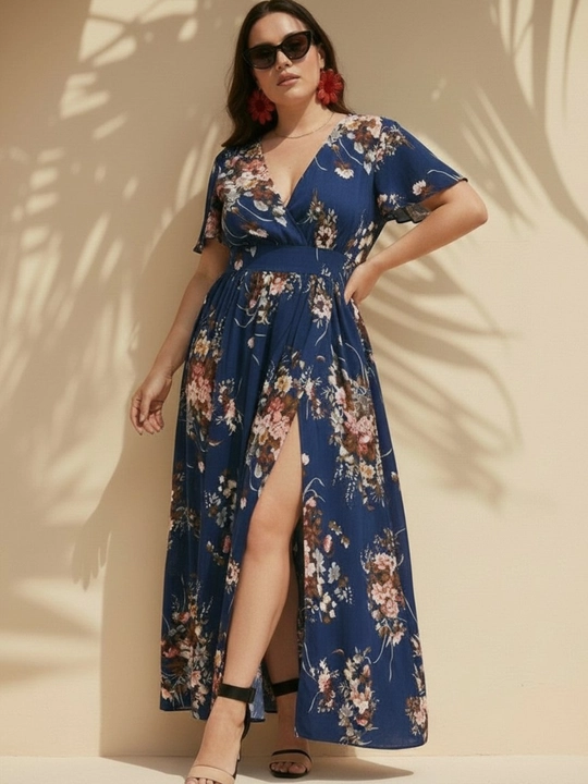 Платье женское, летнее, длинное, EllyFashion, 50-60 размер
