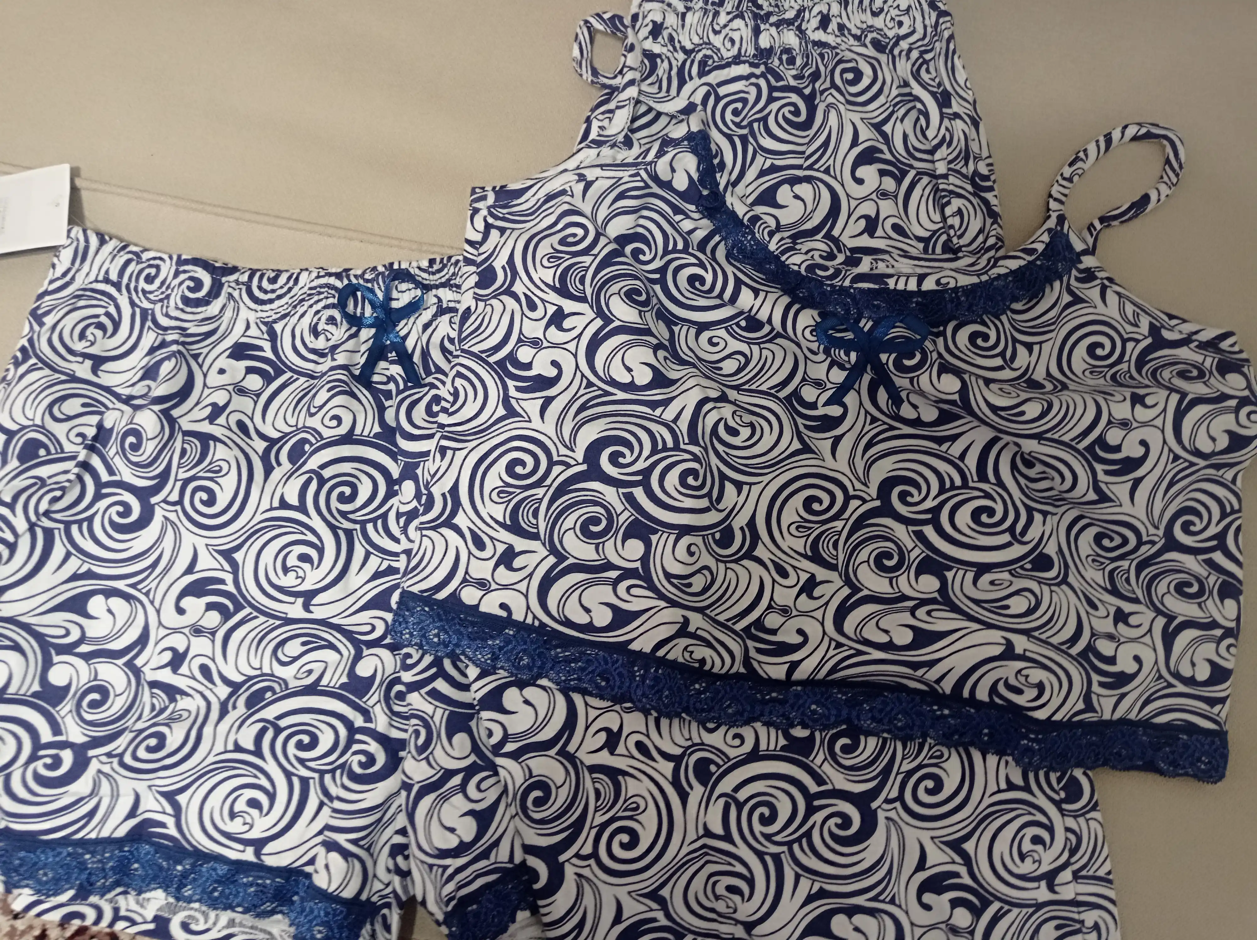 Ayollar pijamasi, 3 tasi 1 da, paxta, nafas oluvchi