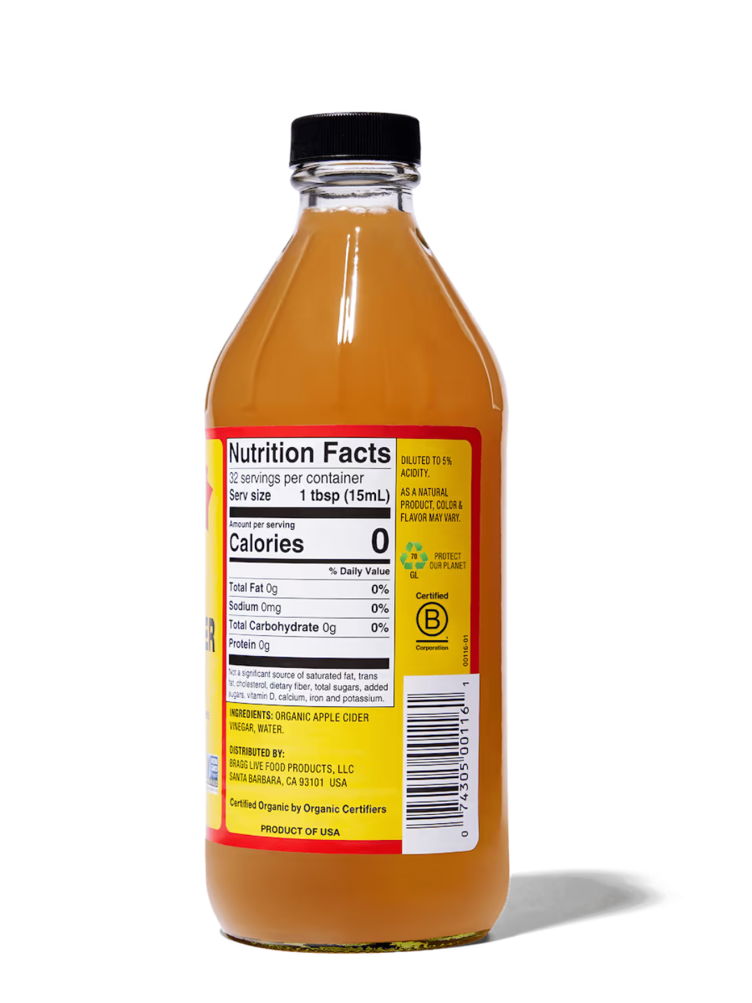 Bragg, оrganik olma sirkasi, filtrlanmagan, sirka 946 ml, AQSH