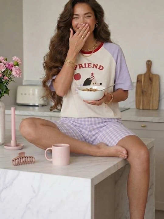 Pijama ayollar uchun 3x1, ayollar uy kiyimi to‘plami, troyka - top, shim va shortik