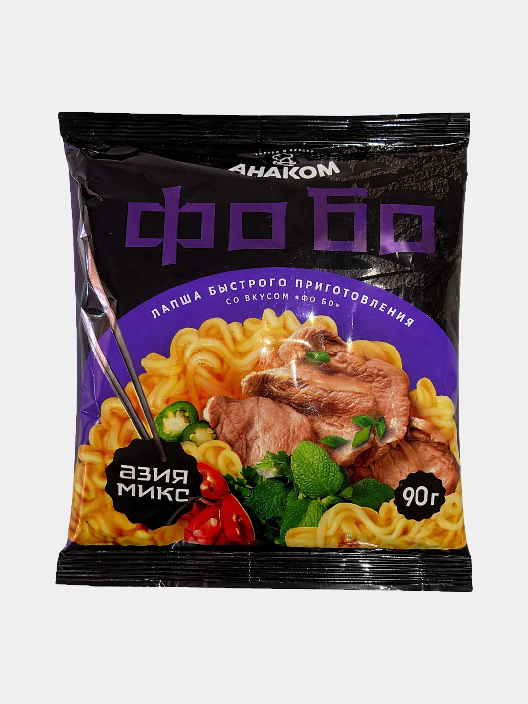 Anakom tez tayyorlanadigan lapsha, 90 g, paket — Asia “Pho Bo” ta’mi (oliy nav / halol) - 