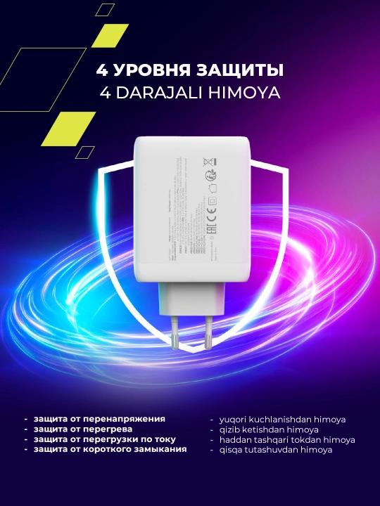 Canyon OnCharge 100Vt, 140Vt, GaN, Type C, PD quvvatlagich, tez quvvatlash