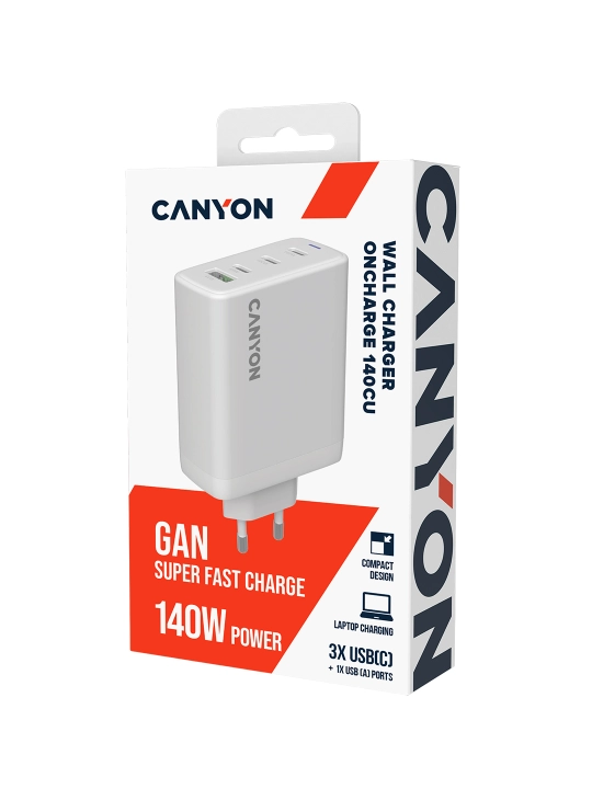 Сетевое зарядное устройство Canyon OnCharge 100W, 140W, GaN, Type C, PD, быстрая зарядка