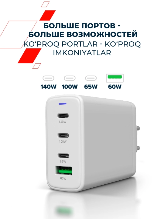 Сетевое зарядное устройство Canyon OnCharge 100W, 140W, GaN, Type C, PD, быстрая зарядка