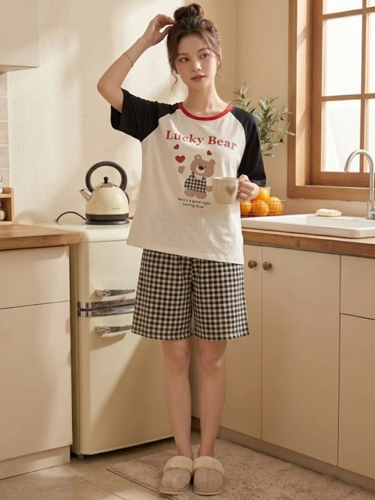 Pijama ayollar uchun 3x1, ayollar uy kiyimi to‘plami, troyka - top, shim va shortik
