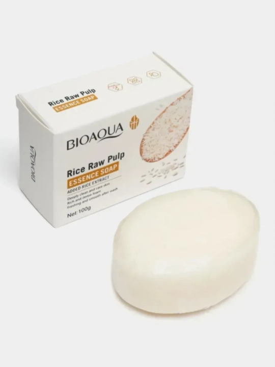 Yuz va tana uchun oqartiruvchi BIOAQUA sovuni, guruch ekstrakti bilan, 100 g
