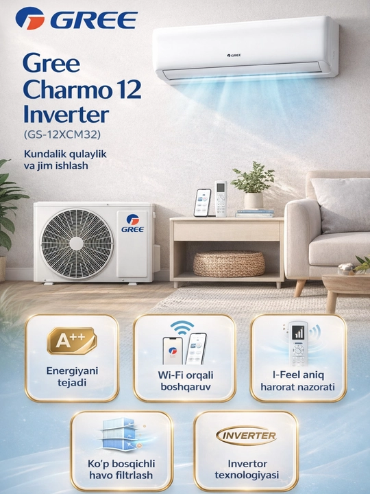 Кондиционер Gree Charmo 12 Inverter — охлаждение и обогрев, энергосбережение A++ - 