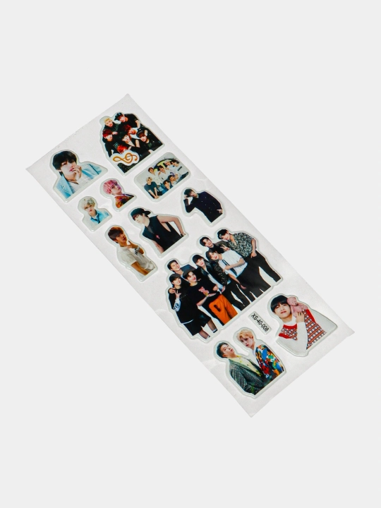 Стикеры - наклейки "BTS", 12 стикеров в 1 листе