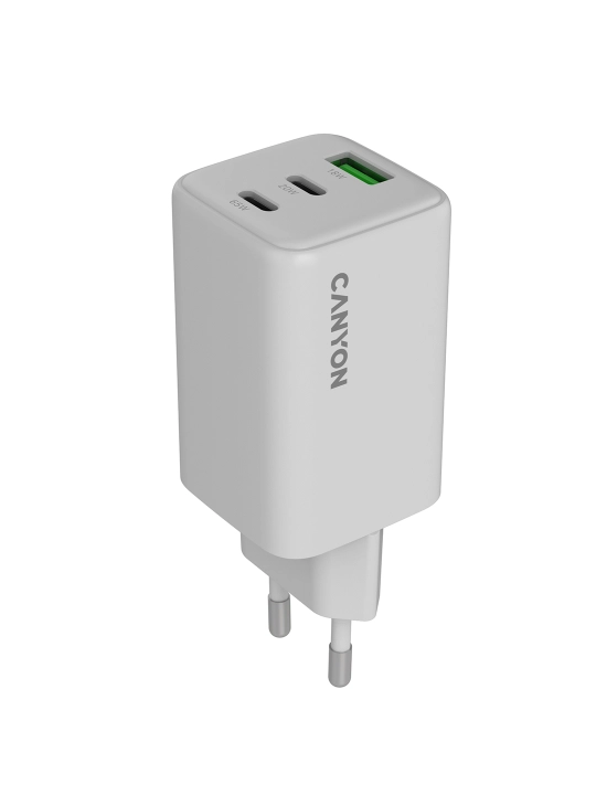 Canyon OnCharge 65CU tarmoq quvvatlash qurilmasi, GaN, Type C,65W,3 portli, tez quvvatlash