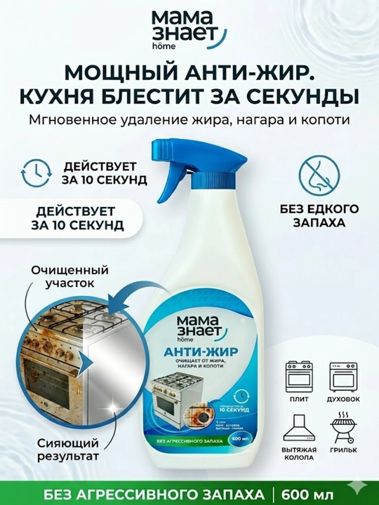 Tozalash vositasi "Ona uyni biladi" yog‘ga qarshi vositasi - 