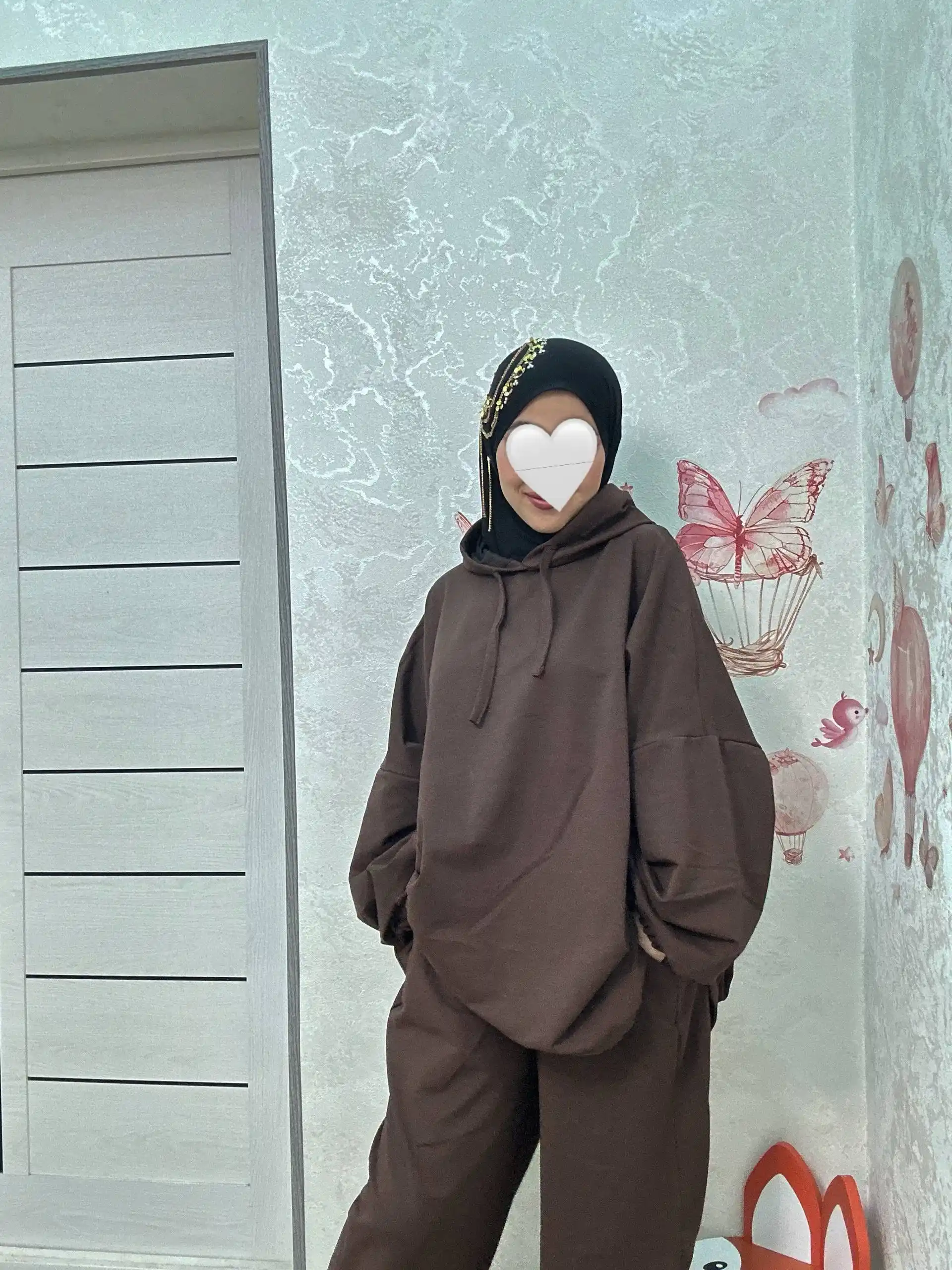 Ayollar sport kostyumi ikki qismli, hudi va jogger shim oversize, kundalik to‘plam