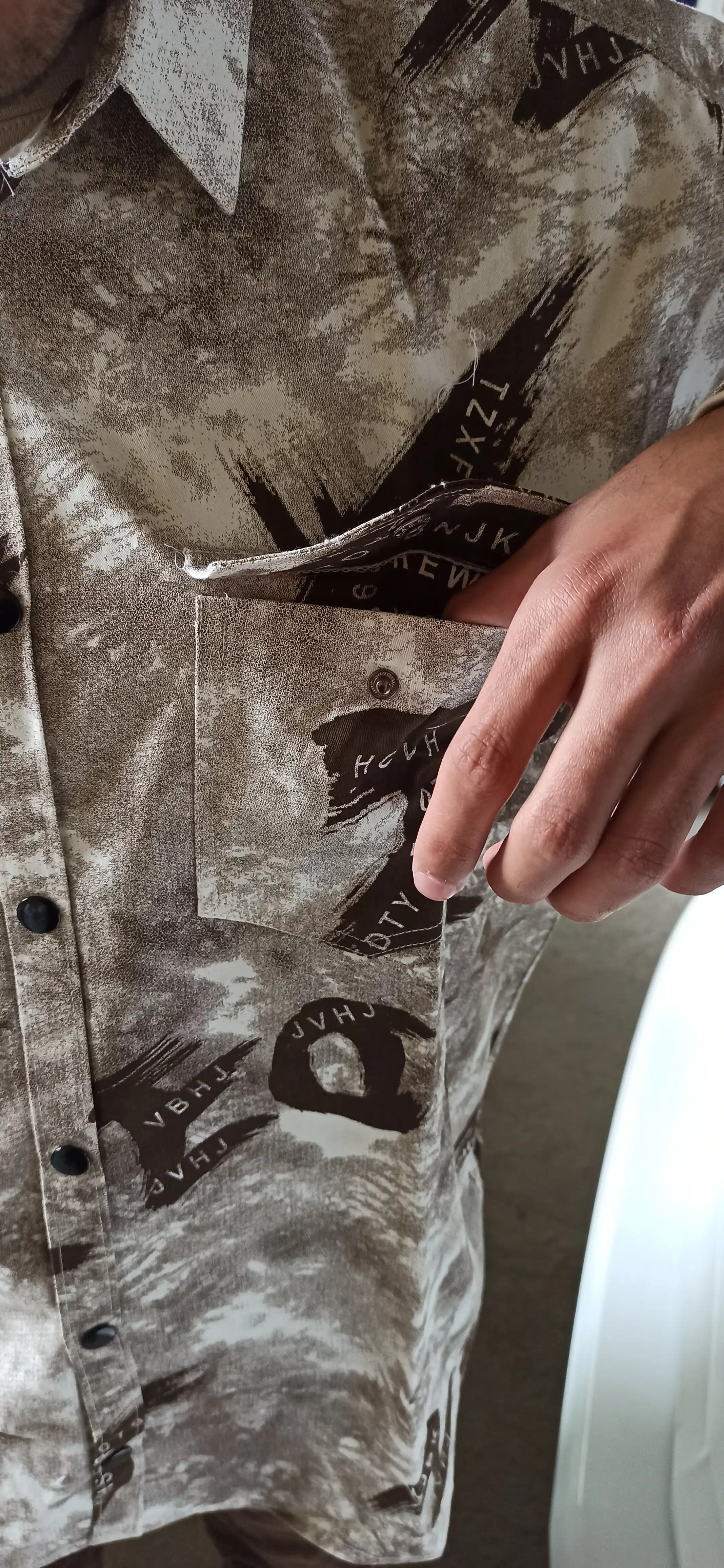 Erkaklar ko'ylagi, belga yopishgan, printli Slim Fit