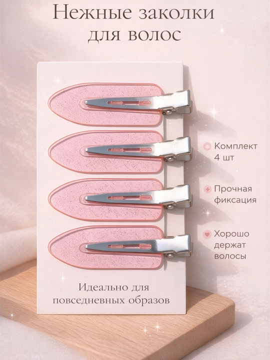 Заколки для волос, бесшовные заколки для макияжа, зажимы для волос 4 штуки - 