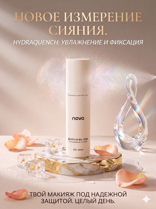 Cпрей-фиксатор для макияжа Novo, увлажняет, питает, для сухой и жирной кожи, 100 мл