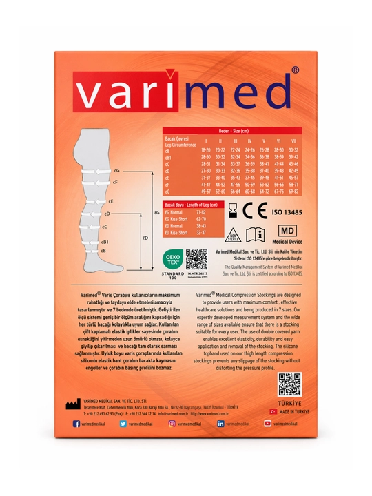 VARIMED tibbiy kompression paypoq (varisga qarshi, elastik)