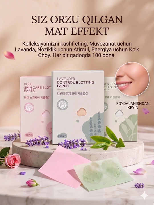 Матирующие салфетки для лица, 100 шт