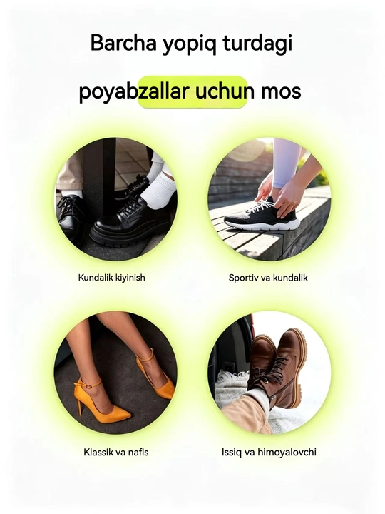 Har qanday poyabzal uchun yumshoq matoli tofil, 1 jufta
