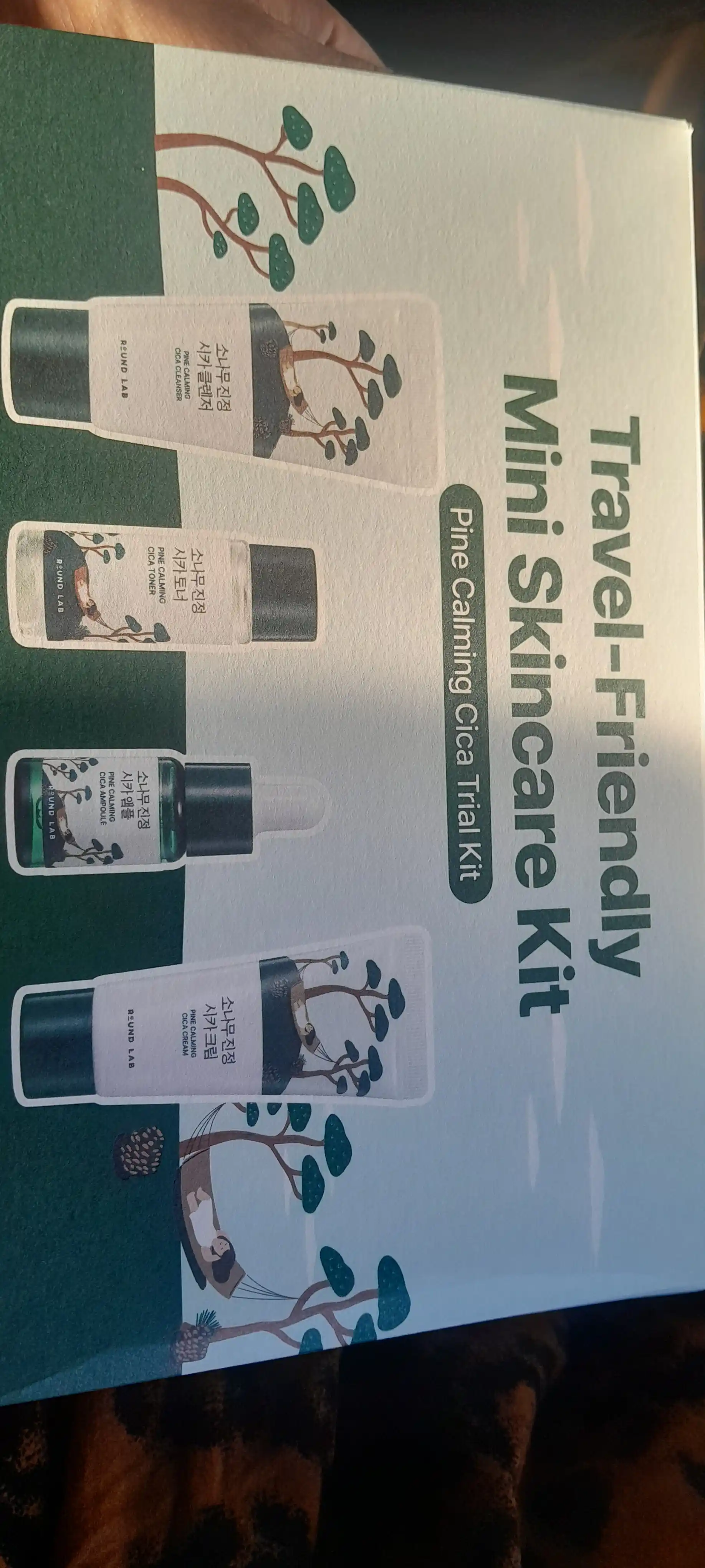 ROUND LAB yuz miniatyuralari sayohat to'plami, Pine Calming Cica Trial Kit, 4 dona