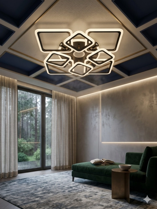 Zamonaviy shift LED lyustra, 4 ta patron, 5 ta yoritish rejimi, 25 m² gacha yoritish