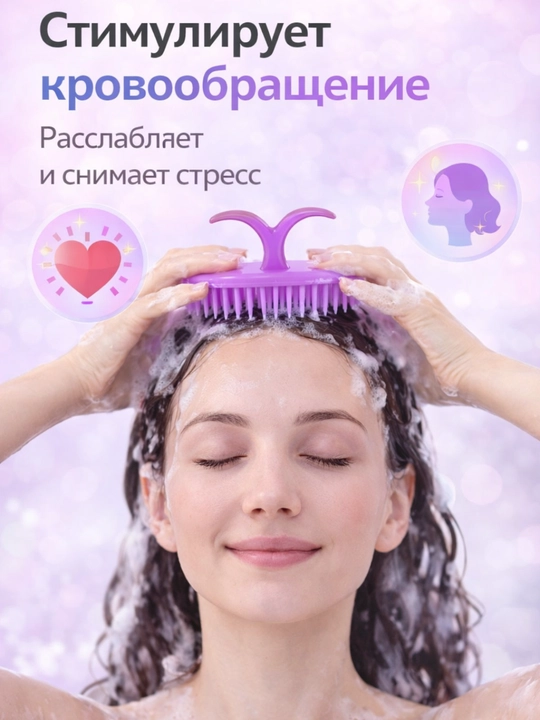 Soch yuvish va parvarishlash uchun silikon massaj cho‘tkasi