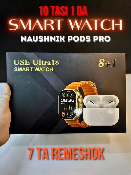 Умные часы, Smart Watch Ultra и наушники iPods pro, с 8 ремешками, подарочный набор 10 в 1