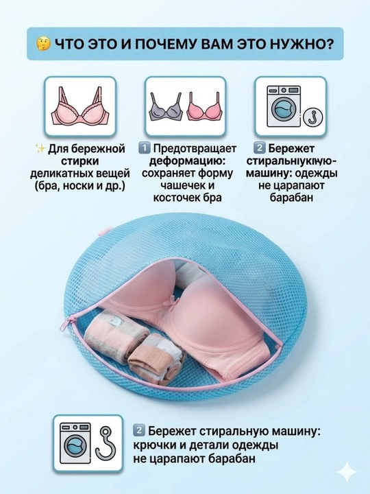 Сетка для стирки нижнего белья и бюстгалтеров, FenFang, защитный чехол, круглая форма