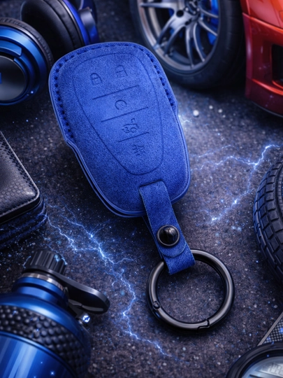 Чехол для ключа Malibu (материал бархат) кейс для пульта с брелком key case — AUTOH-MALIBUCHEXPULT-СИНИЙ