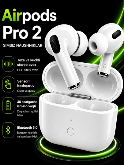 Беспроводные наушники AirPods Pro 2 с сенсором, наушники для iPhone и Android