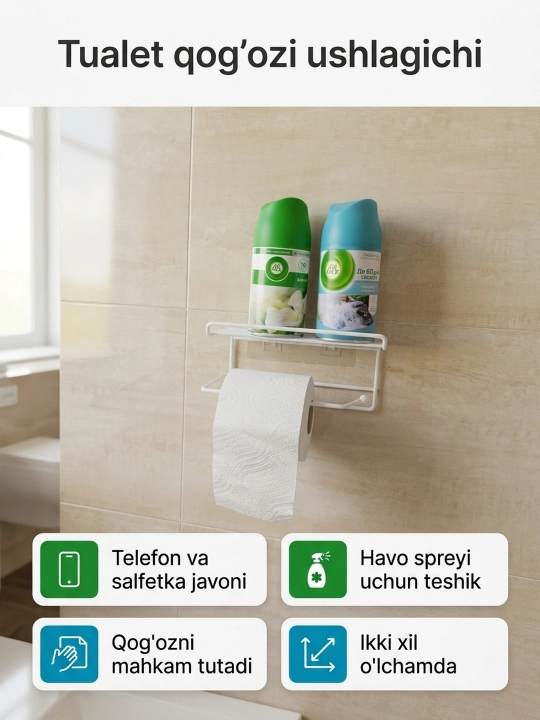 Tokchali hojatxona qog‘ozi uchun devor ushlagichi - 