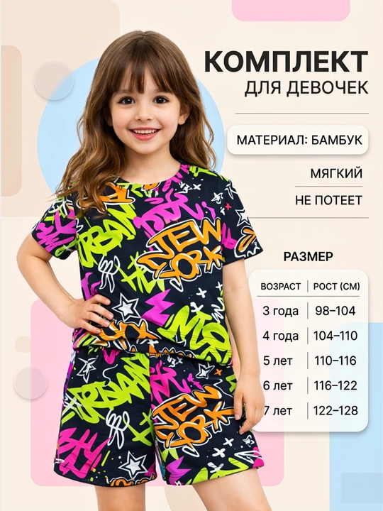 Футболка и шорты для девочек