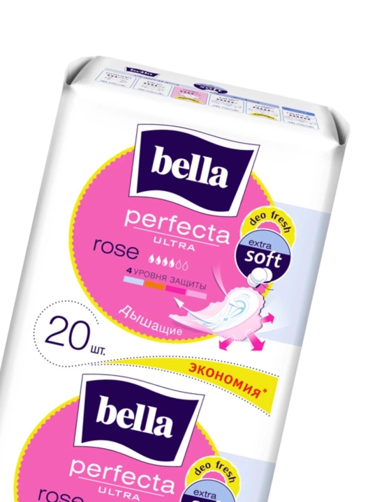 Bella Perfect Ultra Rose Deo Fresh prokladkalar, xushbo‘y, yuqori singdiruvchi, 20 dona
