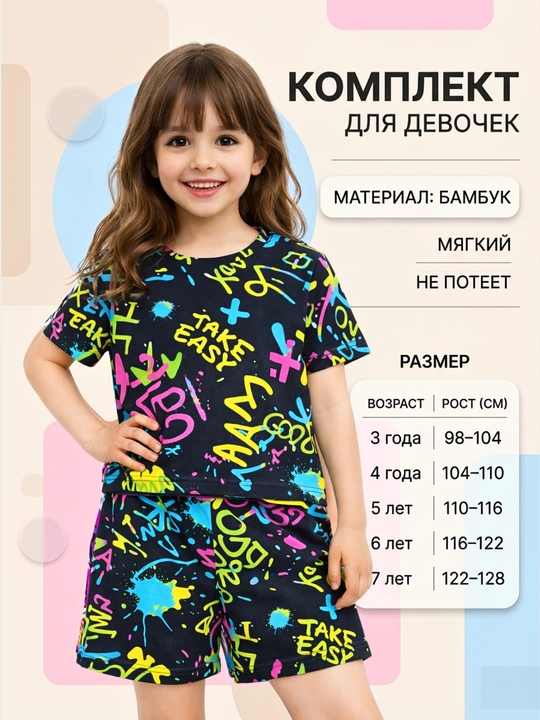 Футболка и шорты для девочек