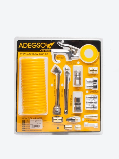ADEGSO пневматический набор 20 предметов — Air Blow Gun Kit, сопла и шланг для компрессора