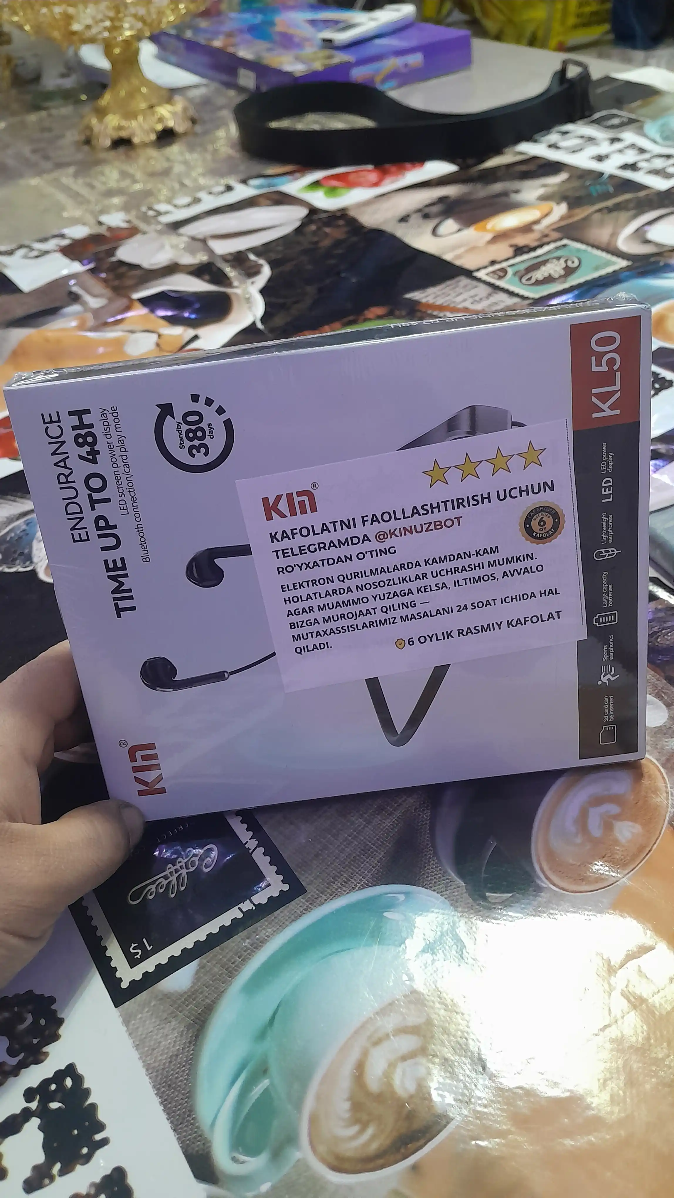Simsiz quloqchin KIN KL50/118 Bluetooth 5.4, LED displey, 400 mAh batareya, TF-karta