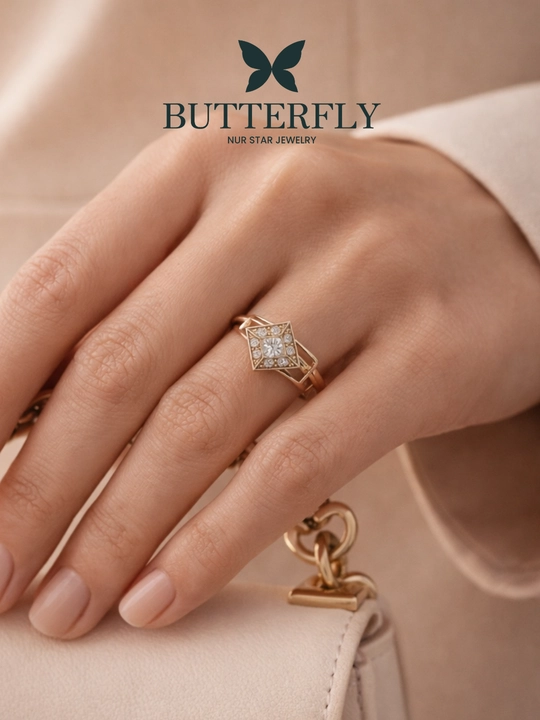 Ayollar uchun oltin uzuk, 10 xil modelda, SET6U, 585 probali oltin, BUTTERFLY GOLD