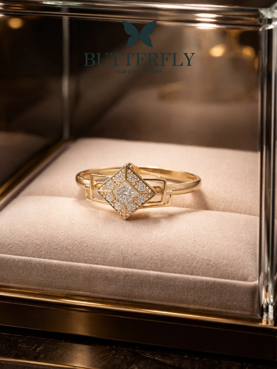 Ayollar uchun oltin uzuk, 10 xil modelda, SET6U, 585 probali oltin, BUTTERFLY GOLD