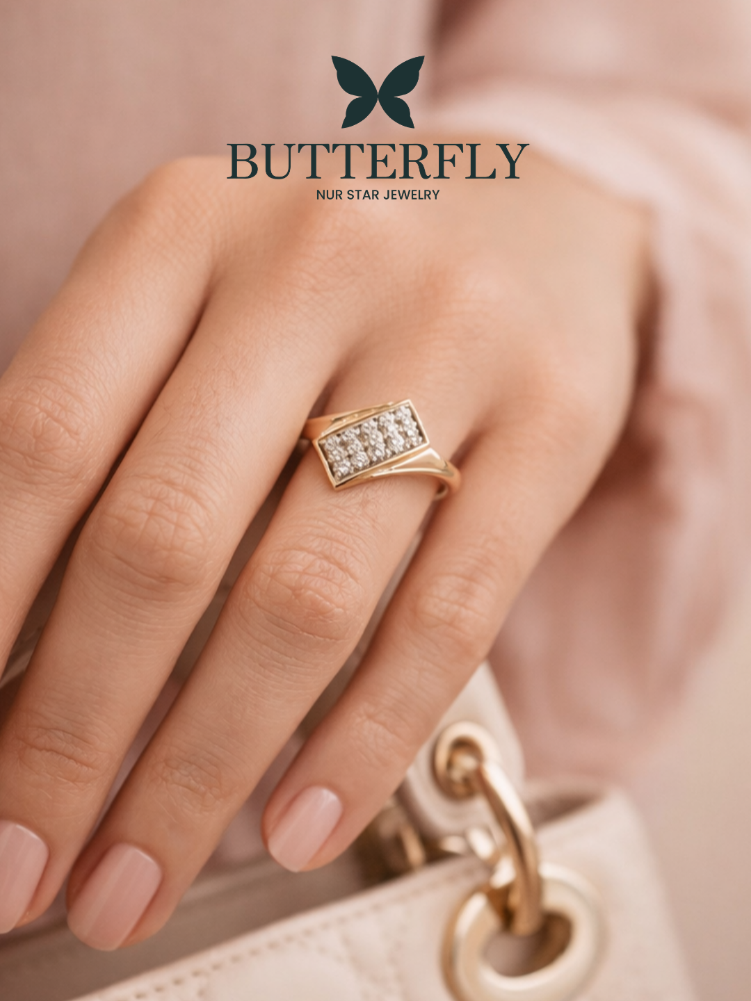 Ayollar uchun oltin uzuk, 10 xil modelda, SET6U, 585 probali oltin, BUTTERFLY GOLD