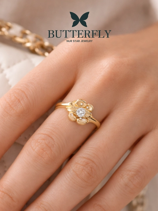 Ayollar uchun oltin uzuk, 10 xil modelda, SET6U, 585 probali oltin, BUTTERFLY GOLD