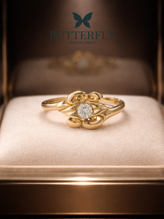 Ayollar uchun oltin uzuk, 10 xil modelda, SET6U, 585 probali oltin, BUTTERFLY GOLD