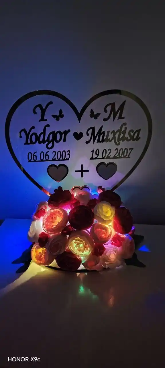Batareykali LED girlyanda “Rosa”, 2 metr — ko‘k, qizil, pushti ranglarda