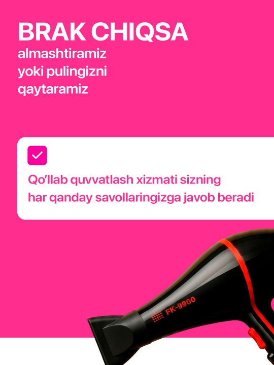 Sochlarni quritish va turmaklash uchun fen
