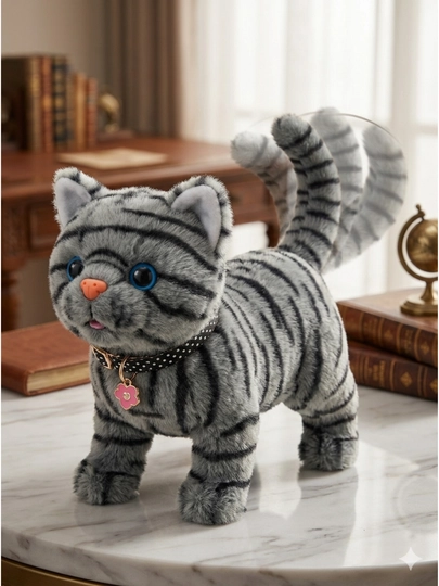 Котенок игрушка интерактивная, кошка робот, собачка робот, умный кот ходит, мяукает, лает — RADORAY-ROBOTKOT1-СЕРЫЙ